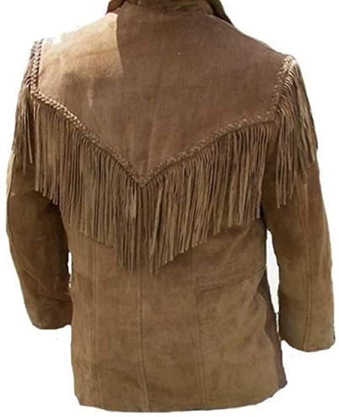 Men Brown Suede Western Leather Jacket