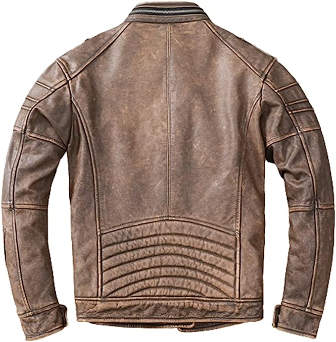 Mens Elite Vintage Brown Biker Jacket