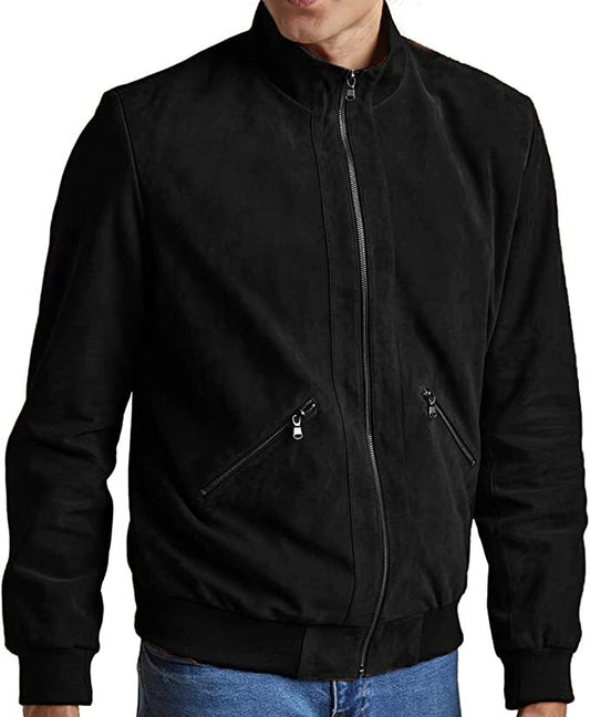 Blain Suede Bomber For Men, Black