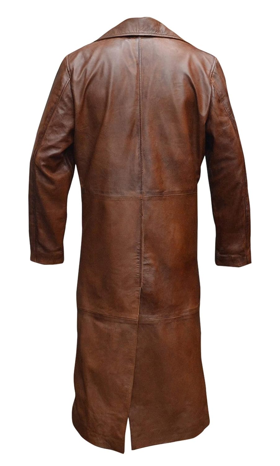 Premium Brown Leather Trench Long Coat For Men