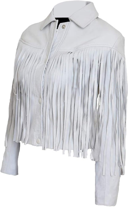 Ferris Bueller Fringe Leather Jacket, White