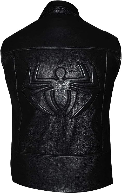 Spider Man Leather Vest Men, Black