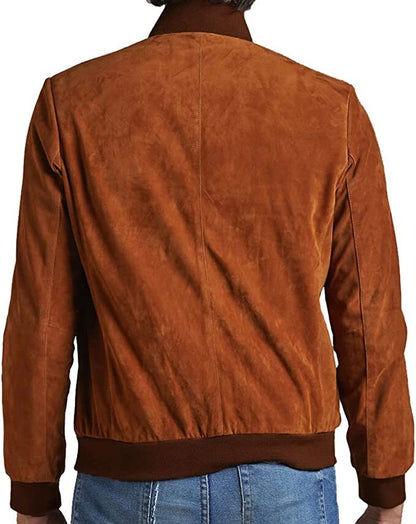 Blain Suede Bomber Jacket Men, Brown