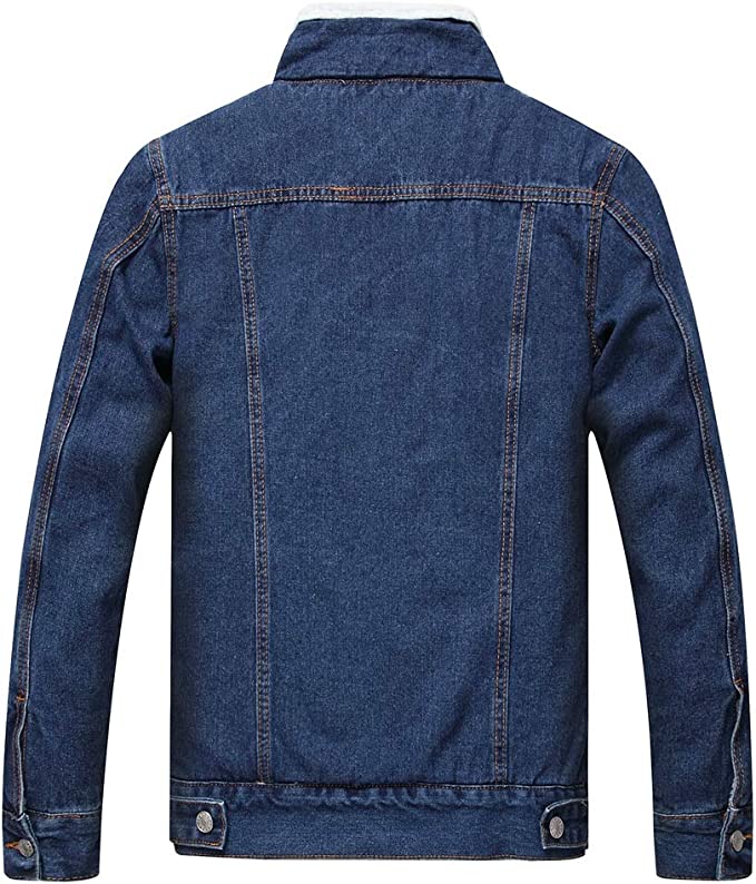 Fleece Lined Denim Jacket Men, Blue