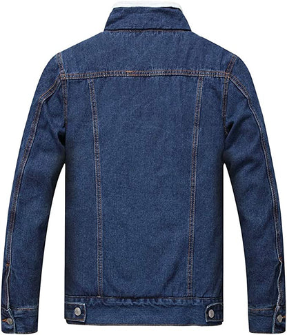Fleece Lined Denim Jacket Men, Blue