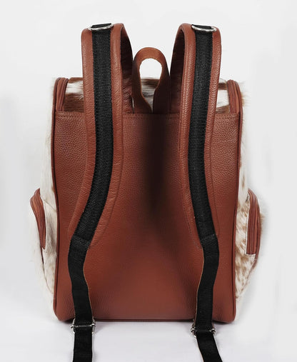 Cowhide With Hair Print Diaper Travel Backpack