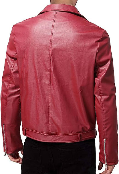 Modern Slim Leather Biker Men, Red