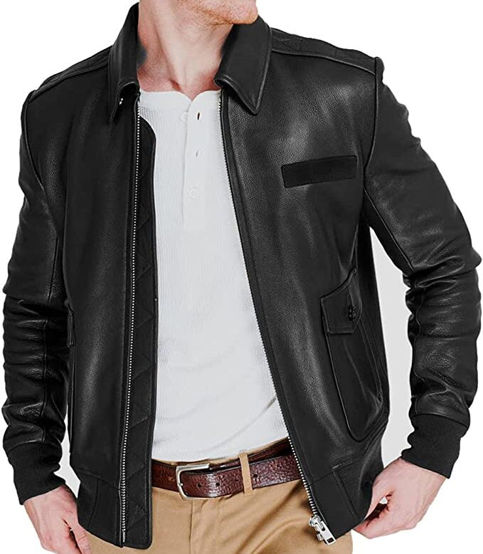 WWII Aviator Bomber Jacket Men, Black