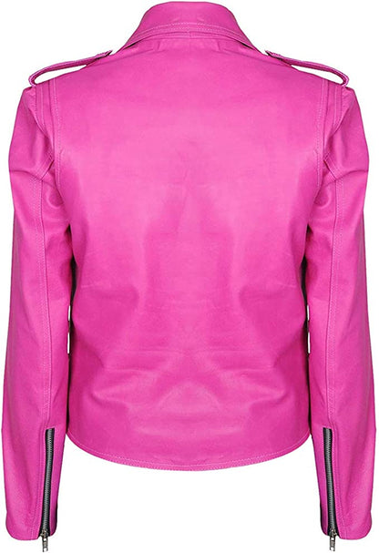 Casual Girls Faux Leather Jacket, Pink