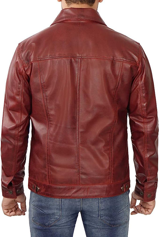 Blingsoul Brown Leather Jacket Men