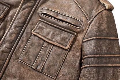 Mens Elite Vintage Brown Biker Jacket