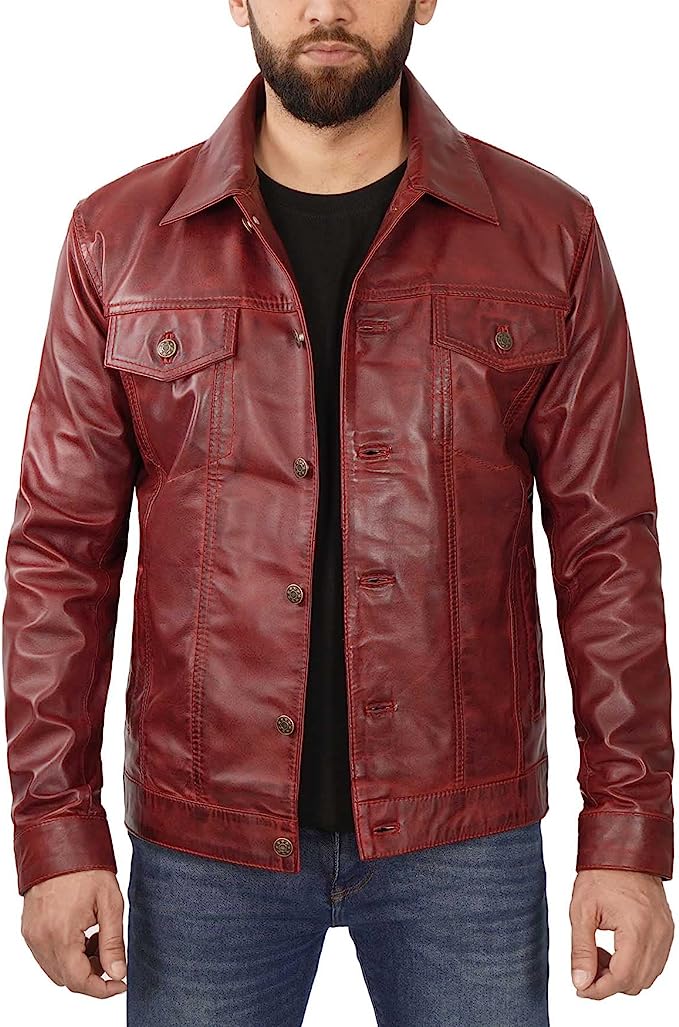 Blingsoul Brown Leather Jacket Men