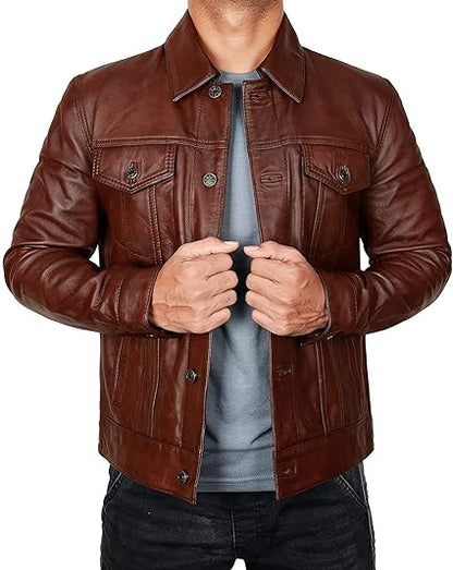 Vintage Style Trucker Biker Jacket Men