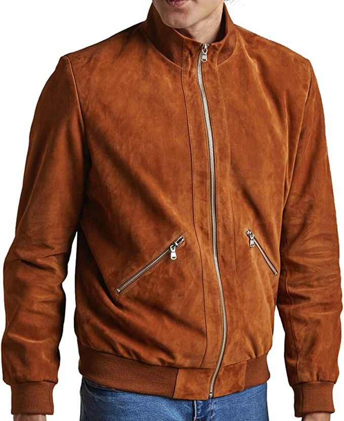 Blain Suede Bomber Jacket Men, Brown