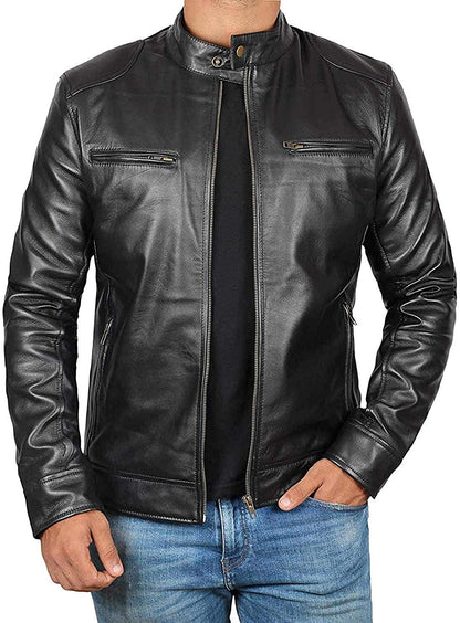 Classic Men's Lambskin Cafe Racer Jacket