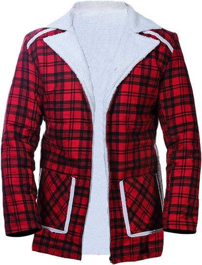 Deadpool Ryan Shearling Coat Men, Red