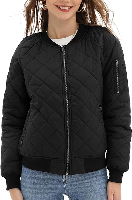 Quilted Puffer Jacket - Cotton Black Jacket For Women