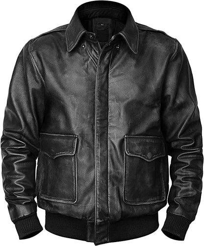 Aviator Bomber Jacket Men, Black