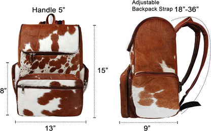 Cowhide With Hair Print Diaper Travel Backpack