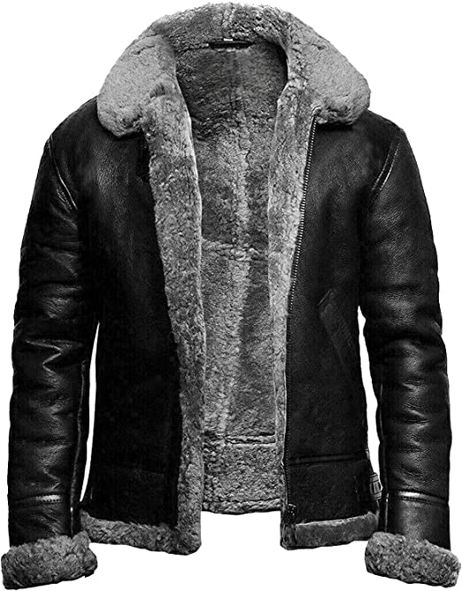 Black Shearling Jacket B3 Pilot For Men