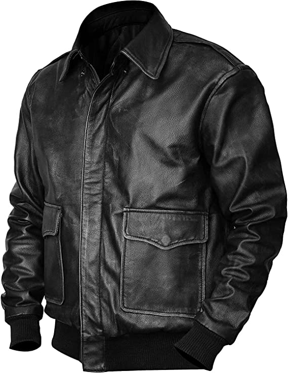 Aviator Bomber Jacket Men, Black