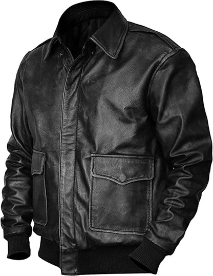 Aviator Bomber Jacket Men, Black