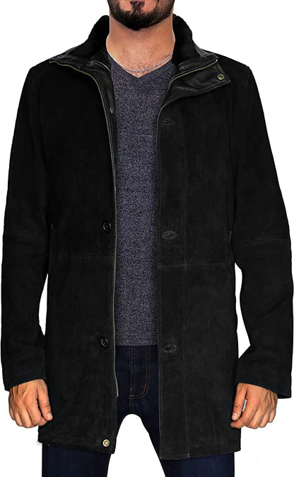 NomiLeather Suede Leather Jackets Men, Black