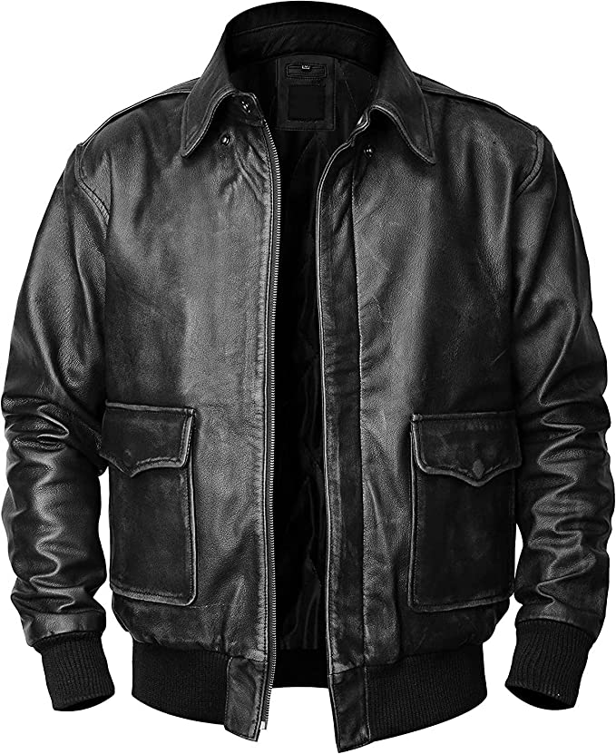 Aviator Bomber Jacket Men, Black