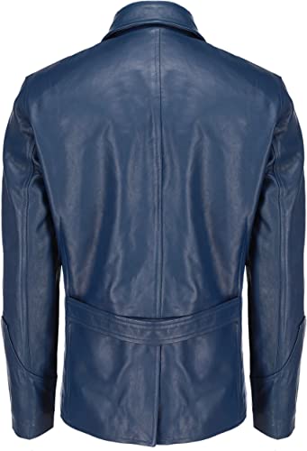 Leather Blazer Men with 5 Buttons, Blue