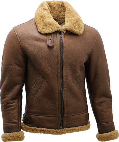 Brown WW2 B3 Shearling Bomber Leather Jacket