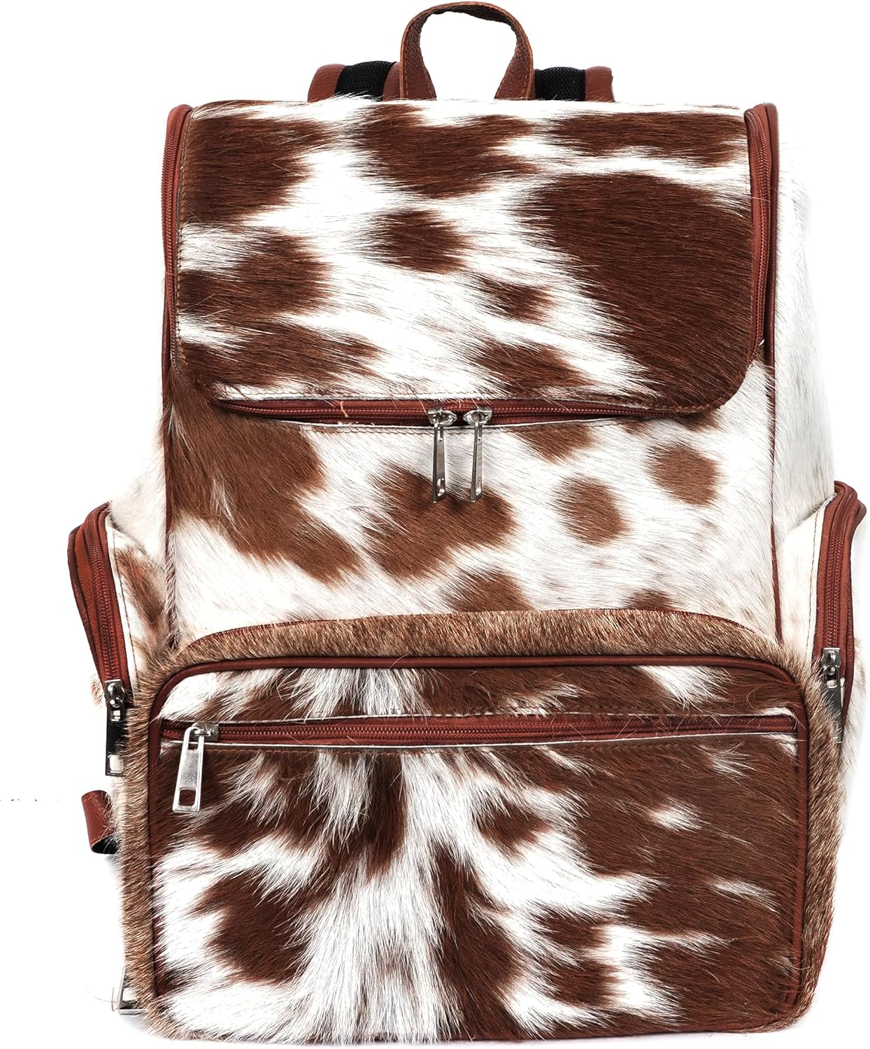 Cowhide With Hair Print Diaper Travel Backpack