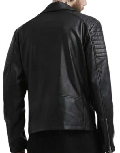 Adam Levine Black Leather Biker Jacket