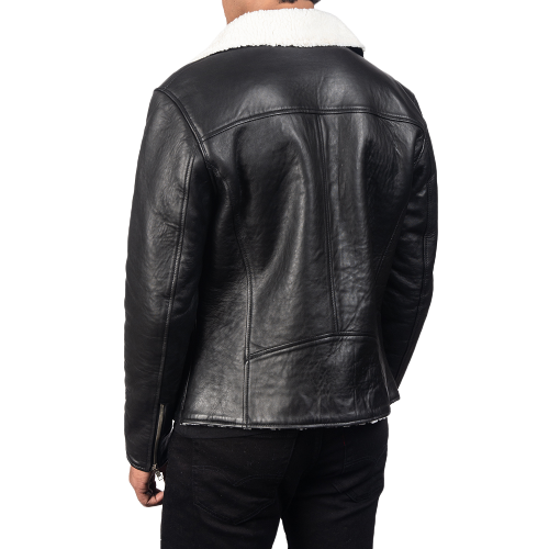 Alberto-White-Shearling-Black-Leather-Jacket-BackView