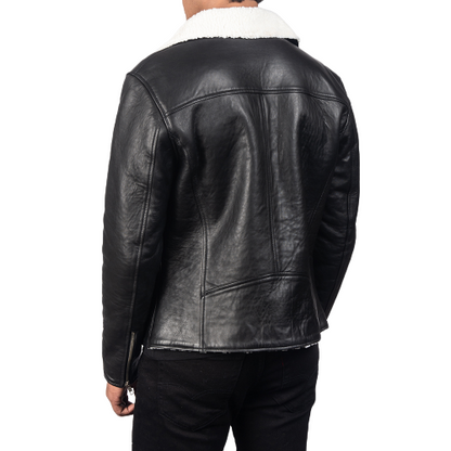 Alberto-White-Shearling-Black-Leather-Jacket-BackView