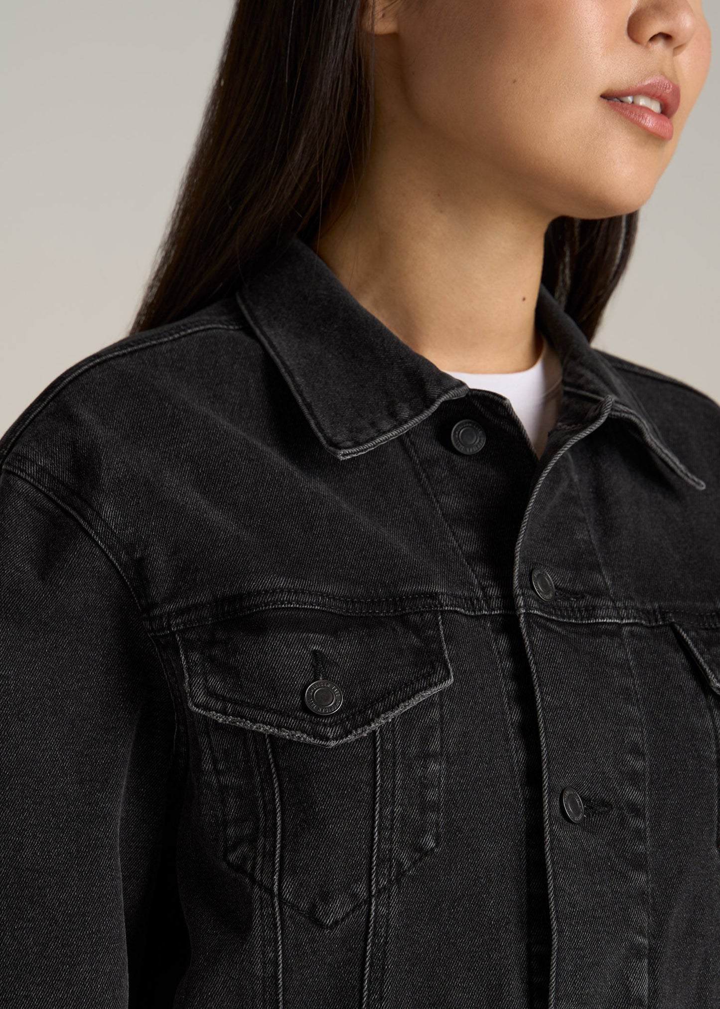 Women's Black Stone Wash Denim Jacket
