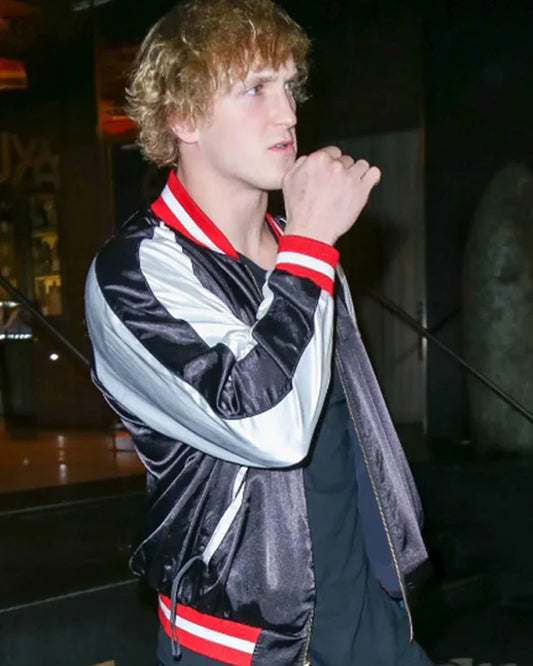 American_Wrestler_Logan_Paul_Black_and_White_Varsity_Jacket
