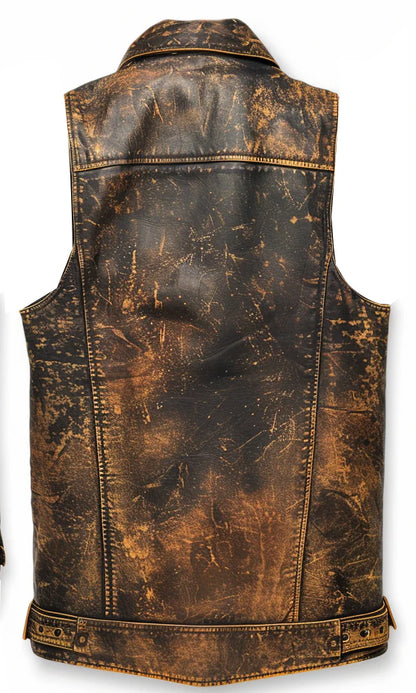 Vintage Brown Leather Vest For Men