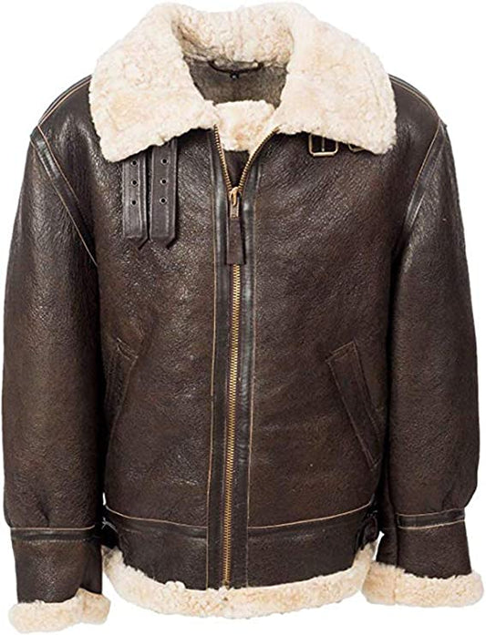 B3 Sheepskin Brown Shearling Jacket For Men