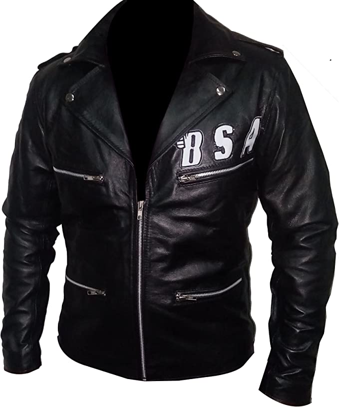 Halloween Jacket - Classic BSA Rockers Synthetic Black Leather Jacket