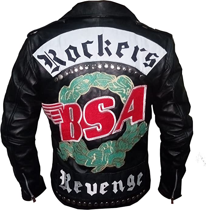 Halloween Jacket - Classic BSA Rockers Synthetic Black Leather Jacket Zing Apparel 