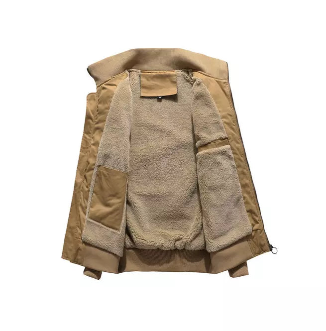 Beige Shearling Jacket For Men - Zing Apparel - B