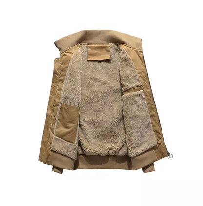 Beige Shearling Jacket For Men - Zing Apparel - B