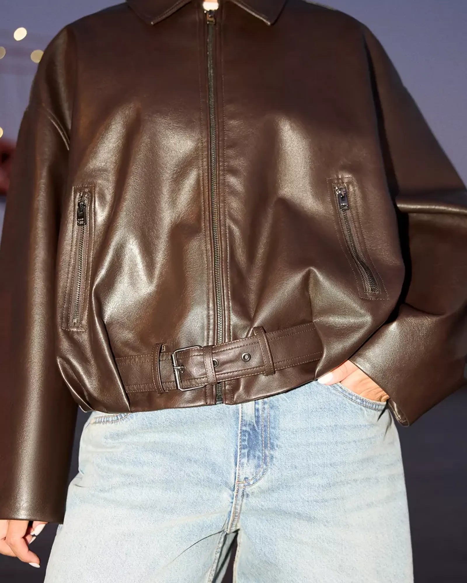 Bershka-Brown-Leather-Jacket-Sale