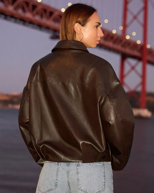 Bershka-Brown-Leather-Jacket