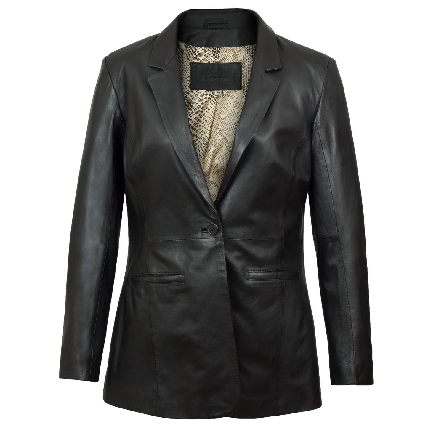 Women's Black n Brown Fitted Leather Blazer