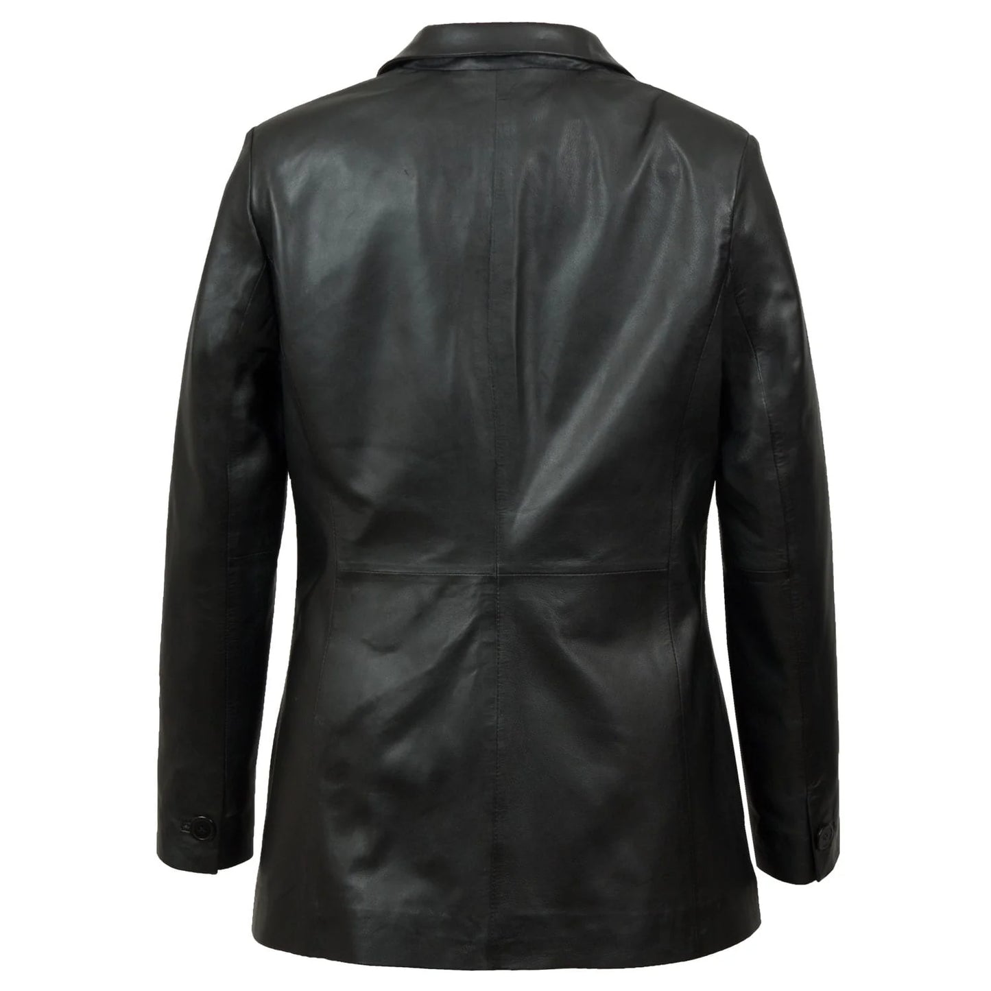 Fitted Leather Blazer Women Black
