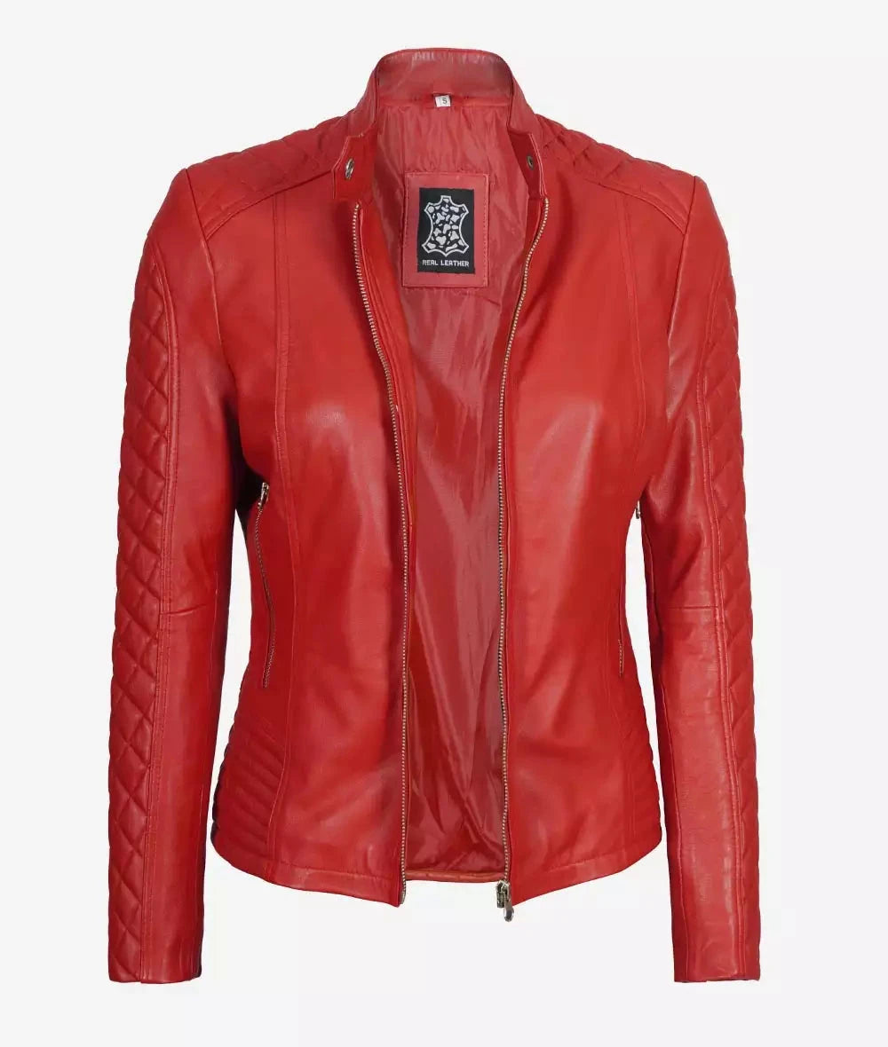 Biker-Quilted-Leather-Jacket-Women-Red