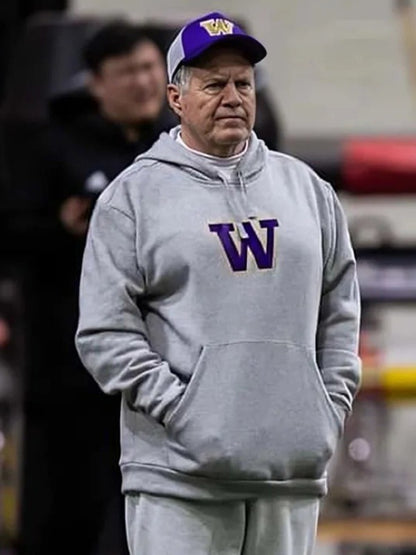 Bill Belichick Washington Huskies Gray Hoodie