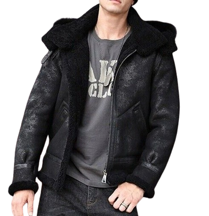 Black-Leather-Shearling-Jacket-For-Men-RAF-Aviator