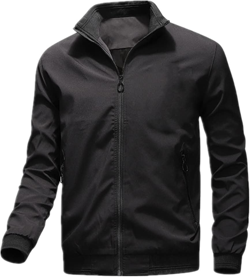 Black Business Jacket For Men with Standing Collar 